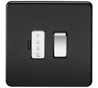 KnightsBridge 13A Screwless Matt Black Switched Fused Spur Connector Unit