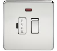 KnightsBridge 13A Screwless Polished Chrome Switched Fused Spur Connector Unit with Neon