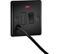 Knightsbridge 13A Switched Fused Spur Unit with Neon & Flex Outlet - Matt Black