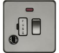 Knightsbridge 13A Switched Fused Spur with Neon and Flex Outlet - Black Nickel