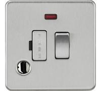 Knightsbridge 13A Switched Fused Spur with Neon and Flex Outlet - Brushed Chrome