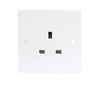 KnightsBridge 13A White 1G Single 230V UK 3 Pin Unswitched Electric Wall Socket