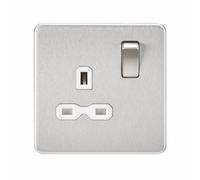 Knightsbridge SFR7000BCW Screwless 13A 1G Dp Switched Socket-Brushed Chrome with White Insert