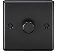 KnightsBridge 1G 2 way 10-200W (5-150W LED) Intelligent Raised Round Edge Dimmer - Matt Black
