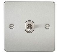 Knightsbridge FP1TOGBC Flat Plate 10AX 1G 2 Way Toggle Switch - Brushed Chrome