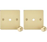 Knightsbridge 1G Dimmer Plate with Matching Metal Dimmer Cap - Brushed Brass (Pack of 2)