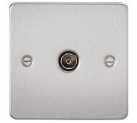 Knightsbridge FP0100BC FP0100 FPAV0100BC Flat Plate 1G Tv Outlet (Non-Isolated) -Brushed Chrome, 230 V
