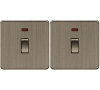 Knightsbridge 20A 1G DP Switch with Neon - Antique Brass (Pack of 2)