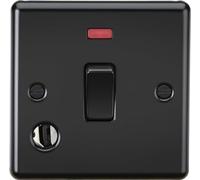 Knightsbridge 20A 1G DP Switch with Neon & Flex Outlet - Matt Black