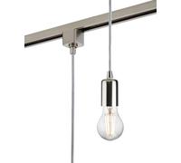Knightsbridge 230V 1.8M E27 Contemporary Track Pendant - Brushed Chrome
