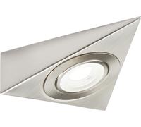KnightsBridge 230V 2W LED Triangular Under Cabinet Light with Adjustable CCT - Brushed Chrome