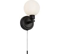 Knightsbridge 230V IP44 G9 Single Wall Light with Round Frosted Glass - Matt Black