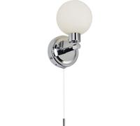 Netlighting Single Wall Light Knightsbridge – 230V IP44 G9, Round Frosted Glass, Polished Chrome