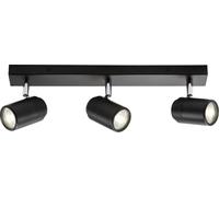Knightsbridge 230V IP44 GU10 Triple Bar Spotlight, Matt Black, Single - Wall