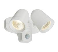 Knightsbridge 230V IP65 18W LED White Twin Spot Floodlight with PIR