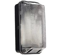 Knightsbridge 230V IP65 60W B22 Bulkhead with Clear Prismatic Diffuser and Black Plastic Base