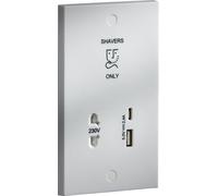Knightsbridge 230V Shaver Socket with Dual USB A+C [5V DC 2.4A shared] Max. 12W)
