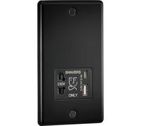 Knightsbridge 230V Shaver Socket with Dual USB C [5V DC 2.4A Shared] - Matt Black