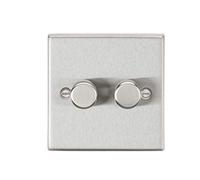 Knightsbridge 2G 2 way 10-200W (5-150W LED) trailing edge dimmer - Square Edge Brushed Chrome CS2182BC