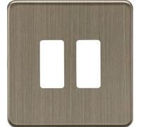 Knightsbridge 2G Grid Faceplate - Antique Brass