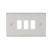 Knightsbridge GDCS3BC 3G Grid Faceplate, Square Edge, Brushed Chrome