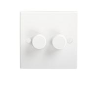 KnightsBridge 40-400W White 2G 2 Way 230V Electric Dimmer Switch Wall Plate