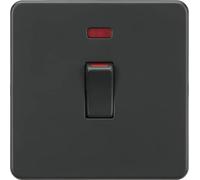Knightsbridge SF81MNAT Screwless 45A 1G DP Switch + Neon - Anthracite
