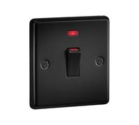 Knightsbridge 45A 1G DP Switch with neon - Matt Black