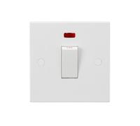 KnightsBridge 45A 1G DP Switch with Neon (White Rocker)