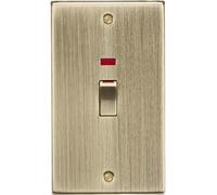 KnightsBridge 45A 2G DP switch with neon - antique brass