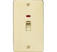 Knightsbridge FP82MNBB Flat Plate 45A 2G DP Switch + Neon - Brushed Brass