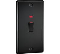 Knightsbridge 45A 2G DP Switch with neon - Matt Black