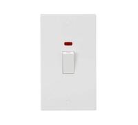 Knightsbridge 45A 2G DP Switch with Neon (White Rocker)