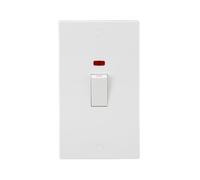 KnightsBridge 45A 2G DP Switch with Neon (White Rocker)