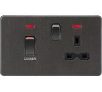 Knightsbridge 45A DP switch and 13A switched socket with neons - smoked bronze - SFR83MNSB