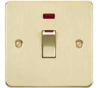 Knightsbridge 45A DP Switch with Neon (1G size) - Brushed Brass
