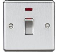Knightsbridge 45A DP Switch with Neon (1G size) - Brushed Chrome
