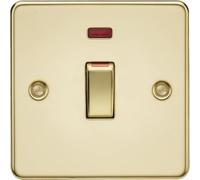 Knightsbridge 45A DP Switch with Neon (1G size) - Polished Brass