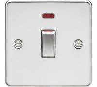 Knightsbridge 45A DP Switch with Neon (1G size) - Polished Chrome