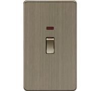 Knightsbridge 45A DP switch with Neon (2G size) - Antique Brass