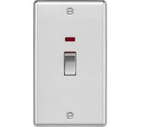 Knightsbridge 45A DP Switch with Neon (2G size) - Brushed Chrome