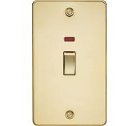 Knightsbridge 45A DP Switch with Neon (2G size) - Polished Brass