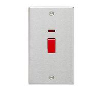 Knightsbridge 45A DP Switch with Neon (double size) - Square Edge Brushed Chrome