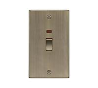 Knightsbridge 45A Switch with Neon (2G) - Antique Brass