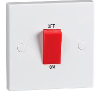KnightsBridge 45A White 1G Double Pole 230V Electric Cooker Wall Plate Switch