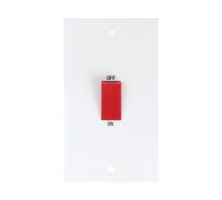 KnightsBridge 45A White 2G Double Pole 230V Electric Cooker Wall Plate Switch