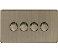 Knightsbridge SF2194AB Screwless 4G 2-Way 10-200W (5-150W LED) Intelligent Dimmer - Antique Brass