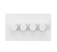 Knightsbridge White Square edge Plastic 4G 40-400W Dimmer Switch