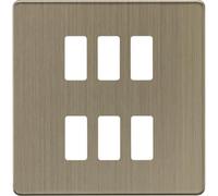 Knightsbridge 6G Grid Faceplate - Antique Brass