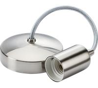 Knightsbridge 6" E27 Contemporary Pendant Set, Brushed Chrome - 8270BC